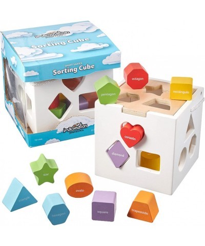 Smart Shapes Bilingual Sorting Cube - Activity Cube Toys for Toddler Learning in English and Spanish - Colorful Blocks in Woo...