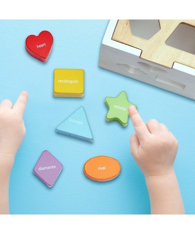 Smart Shapes Bilingual Sorting Cube - Activity Cube Toys for Toddler Learning in English and Spanish - Colorful Blocks in Woo...