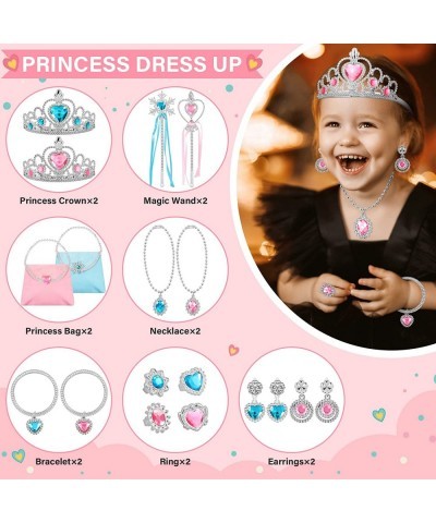 Princess Jewelry and Dress Up Shoes Role Play Accessories with 4 Pairs of Princess Shoes Crowns Necklaces Bracelets Rings Bag...