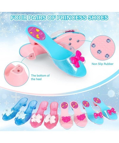 Princess Jewelry and Dress Up Shoes Role Play Accessories with 4 Pairs of Princess Shoes Crowns Necklaces Bracelets Rings Bag...