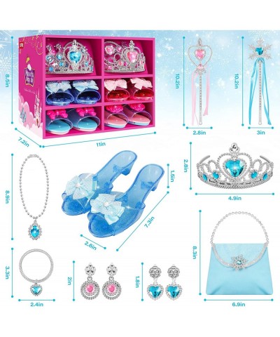 Princess Jewelry and Dress Up Shoes Role Play Accessories with 4 Pairs of Princess Shoes Crowns Necklaces Bracelets Rings Bag...