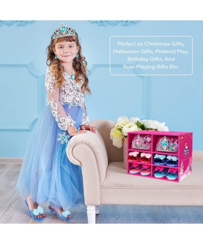 Princess Jewelry and Dress Up Shoes Role Play Accessories with 4 Pairs of Princess Shoes Crowns Necklaces Bracelets Rings Bag...