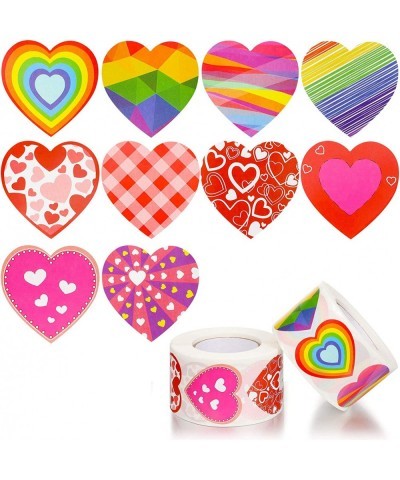 1000 Pieces Valentine's Day Heart Stickers Roll Heart Decal Labels Colorful Heart Shaped Sticker Love Rainbow Sticker for Wed...