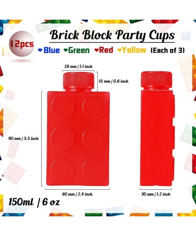 12 Color Brick Block Cups Party Building Brick Cups Lovely Brick Block Cups with Straw and Lid Reusable Building Block Cups f...