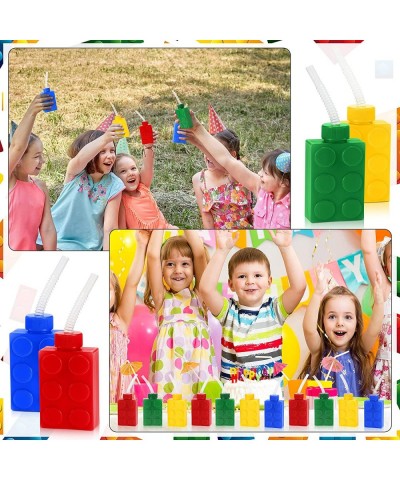 12 Color Brick Block Cups Party Building Brick Cups Lovely Brick Block Cups with Straw and Lid Reusable Building Block Cups f...