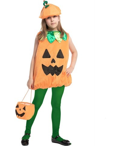 Halloween Child Girl Pumpkin Dress Costume Set Cute Pumpkin Kids costume for Trick-or-Treating $28.61 Kids' Costumes