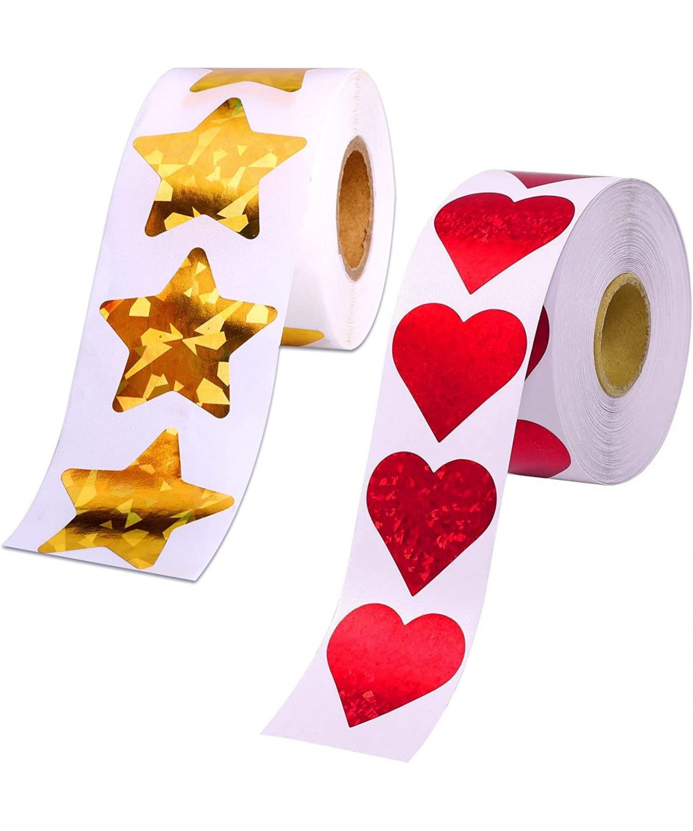 1.5" Glitter Red Heart Stickers and 1.5” Large Holographic Gold Star Stickers for Kids Reward $25.19 Kids' Stickers