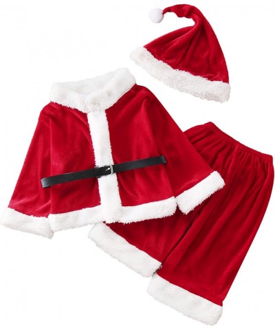 Baby 4 Pcs Warm Infant Baby Christmas Santa Claus Fleece Tops Coat+ Pants+ Hat Shoes Infant New Year Clothes $24.48 Kids' Cos...