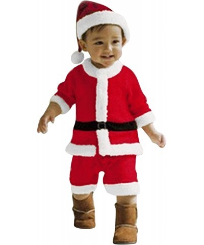 Baby 4 Pcs Warm Infant Baby Christmas Santa Claus Fleece Tops Coat+ Pants+ Hat Shoes Infant New Year Clothes $24.48 Kids' Cos...