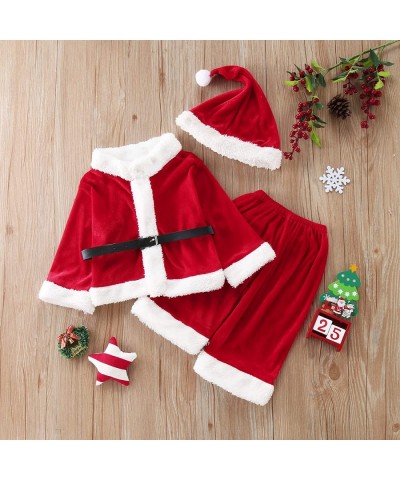 Baby 4 Pcs Warm Infant Baby Christmas Santa Claus Fleece Tops Coat+ Pants+ Hat Shoes Infant New Year Clothes $24.48 Kids' Cos...