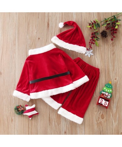 Baby 4 Pcs Warm Infant Baby Christmas Santa Claus Fleece Tops Coat+ Pants+ Hat Shoes Infant New Year Clothes $24.48 Kids' Cos...