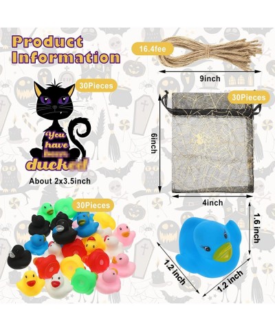 90 Pieces Halloween Party Favors Includes 30 Rubber Duck Mini Ducks Bulk 30 Halloween Organza Bags and 30 Halloween Hanging T...