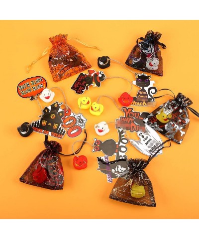 90 Pieces Halloween Party Favors Includes 30 Rubber Duck Mini Ducks Bulk 30 Halloween Organza Bags and 30 Halloween Hanging T...