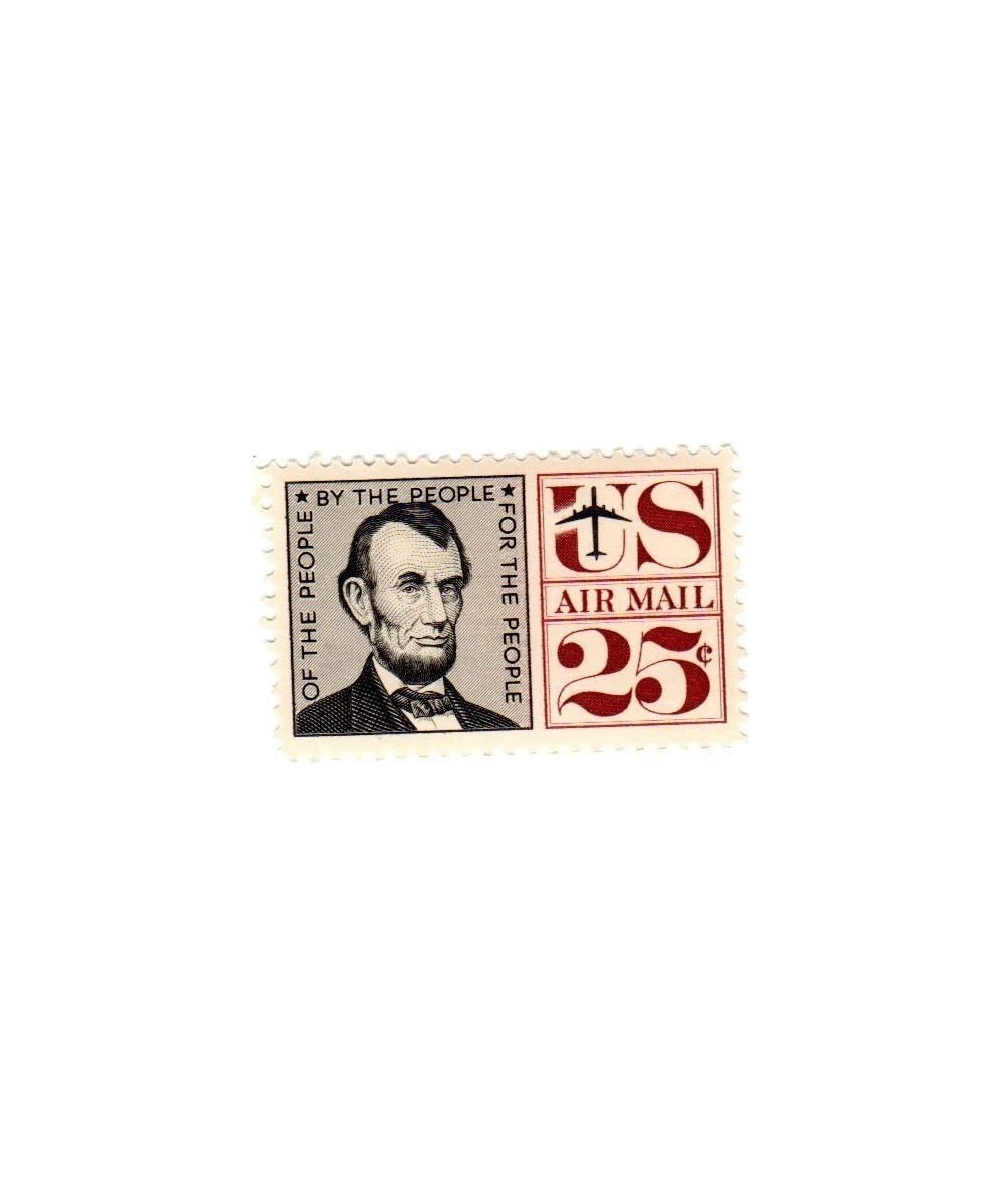 Postage Stamps United States. One Single 25 Cent Black & Maroon Abraham Lincoln Air Post Stamp Dated 1960 Scott C59. $14.31 C...