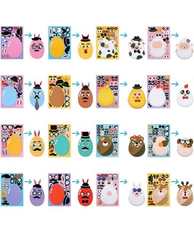 48 Sheets Easter Egg Stickers Make-a-Face Animal Stickers Make Your Own Stickers Mix and Match Crafts with Easter Egg Animal ...