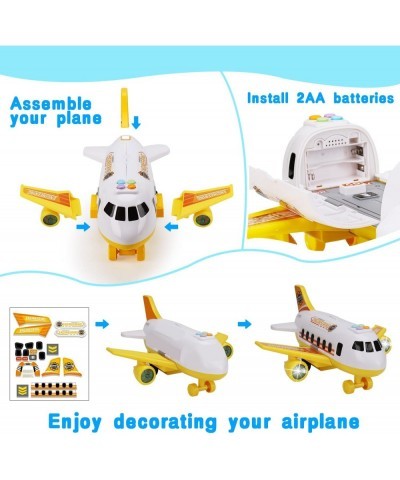 Airplane Toy with Mini Construction Cars Helicopter Boy Toys Toddler 3-5 Aircraft Carrier Toy Plane with Lights Sounds Transp...