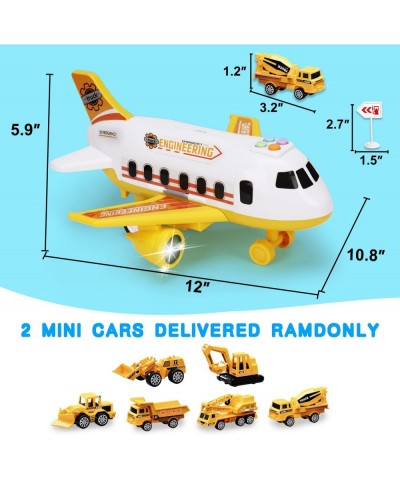 Airplane Toy with Mini Construction Cars Helicopter Boy Toys Toddler 3-5 Aircraft Carrier Toy Plane with Lights Sounds Transp...