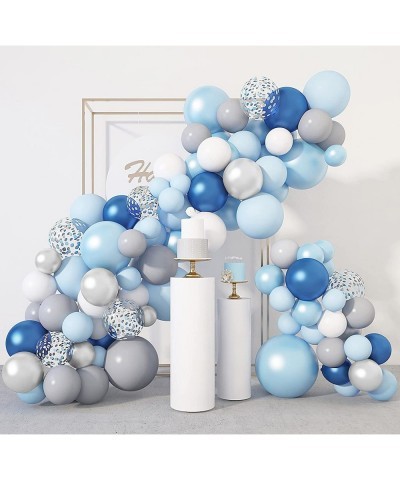 129Pcs Pastel Blue Balloons Arch Garland Kit 12"10"5" Blue Silver Gray Balloons Confetti Latex Balloons for Wedding Bridal Sh...