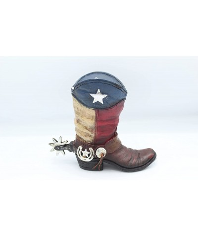 Rustic Texas State Flag Cowboy Concho Spur Boot Piggy Bank Hand Painted Decoration Silver $48.45 Kids' Money Banks