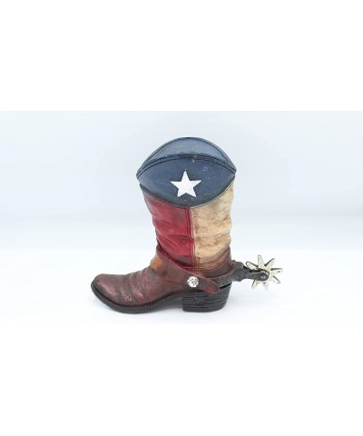 Rustic Texas State Flag Cowboy Concho Spur Boot Piggy Bank Hand Painted Decoration Silver $48.45 Kids' Money Banks