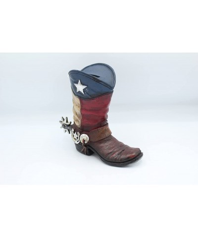 Rustic Texas State Flag Cowboy Concho Spur Boot Piggy Bank Hand Painted Decoration Silver $48.45 Kids' Money Banks