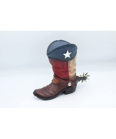 Rustic Texas State Flag Cowboy Concho Spur Boot Piggy Bank Hand Painted Decoration Silver $48.45 Kids' Money Banks