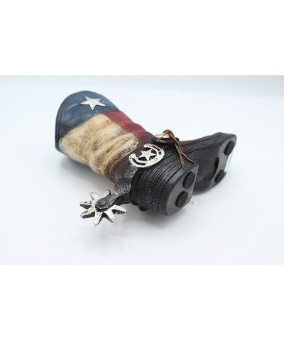 Rustic Texas State Flag Cowboy Concho Spur Boot Piggy Bank Hand Painted Decoration Silver $48.45 Kids' Money Banks