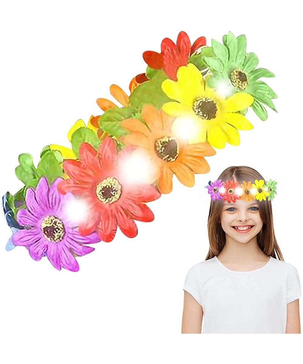 Light-Up Rainbow Flower Halo 1PC LED Tiara for Kids and Adults with Multi-Color Floral Arrangement Fun Luau Party Supplies Pr...