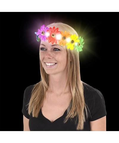 Light-Up Rainbow Flower Halo 1PC LED Tiara for Kids and Adults with Multi-Color Floral Arrangement Fun Luau Party Supplies Pr...