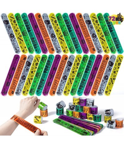 72 Pcs Halloween Reflective Slap Bracelets Wristbands with 6 Design for Kids Boys and Girls Birthday Party Favors Classroom P...