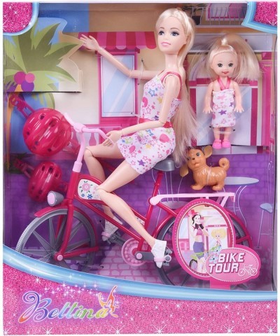 Fashion Doll Playset with Glam Bicycle & Cute Mini Doll Baby & Accessories Dollhouse Accessories 2022 Christmas Birthday Gift...