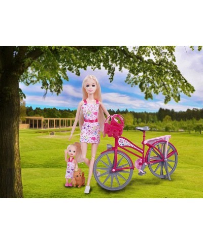 Fashion Doll Playset with Glam Bicycle & Cute Mini Doll Baby & Accessories Dollhouse Accessories 2022 Christmas Birthday Gift...