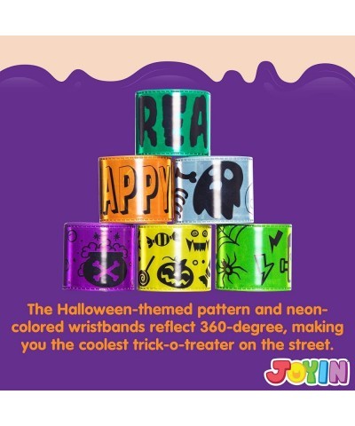 72 Pcs Halloween Reflective Slap Bracelets Wristbands with 6 Design for Kids Boys and Girls Birthday Party Favors Classroom P...