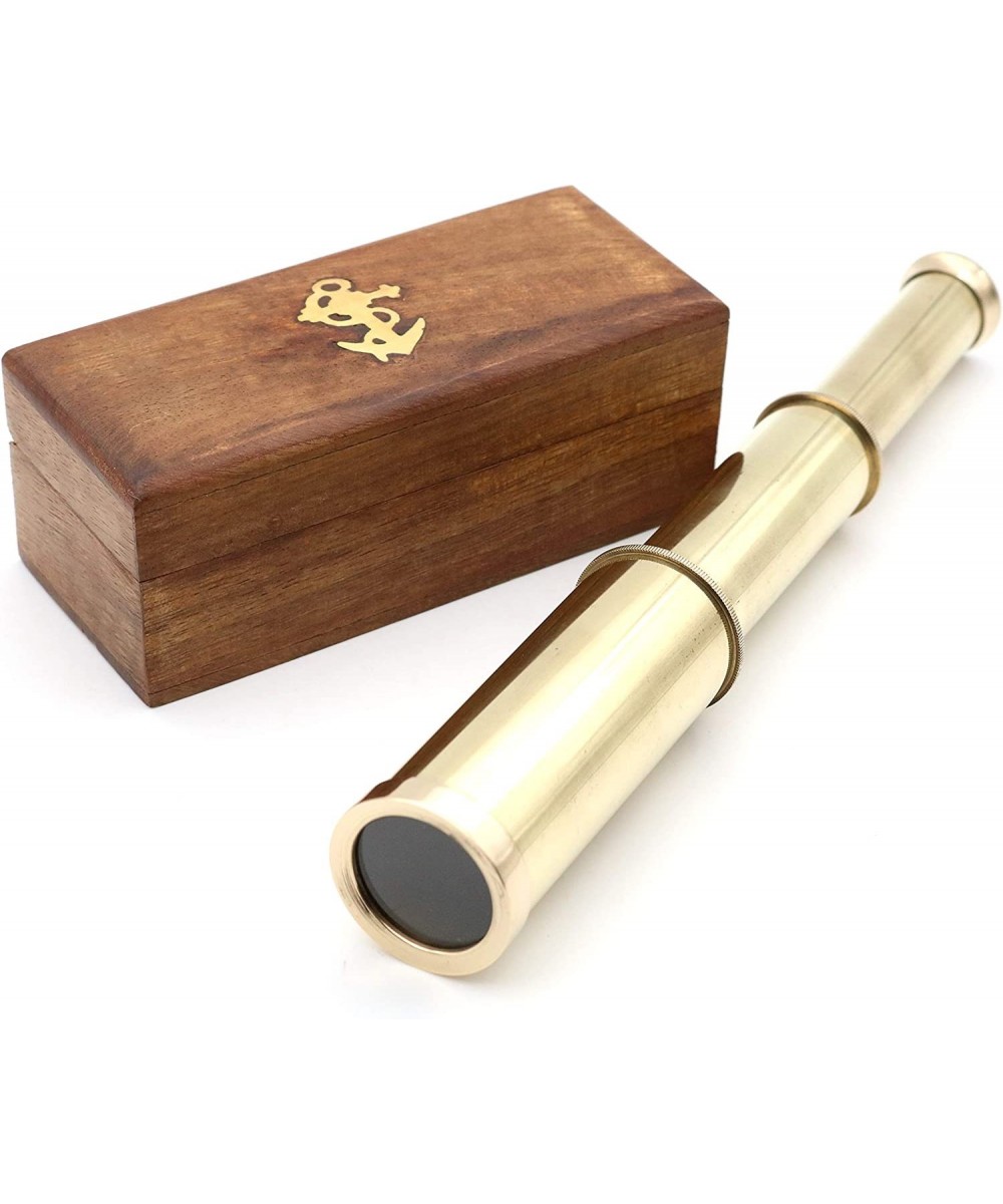 Mini Pirate Spyglass Telescope Brass Collapsible Hand Telescope with Wooden Box Small Vintage Telescope Pirate Decore Brass D...