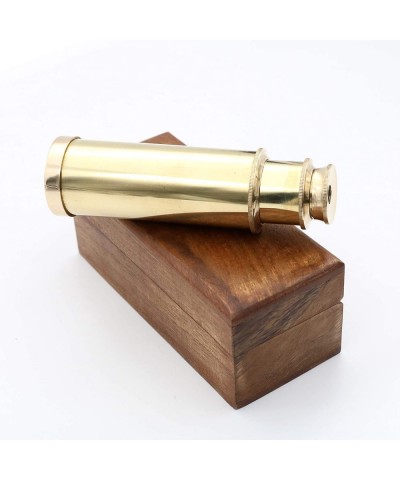 Mini Pirate Spyglass Telescope Brass Collapsible Hand Telescope with Wooden Box Small Vintage Telescope Pirate Decore Brass D...