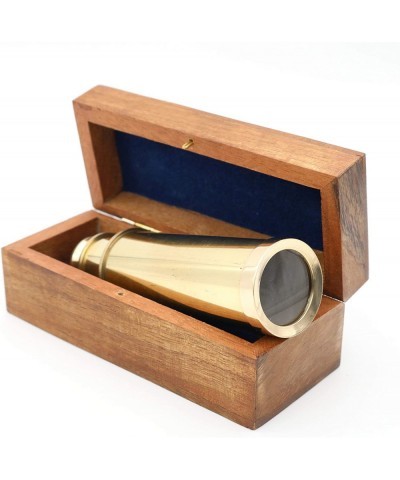 Mini Pirate Spyglass Telescope Brass Collapsible Hand Telescope with Wooden Box Small Vintage Telescope Pirate Decore Brass D...