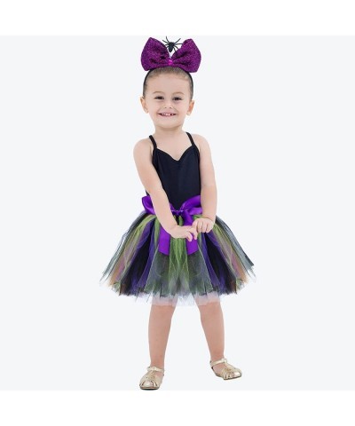 3Pcs Halloween Spider Costume Set Spider Skirt Set with Spider Headband and Magic Wand Halloween Purple Tutu Skirt for Girls ...