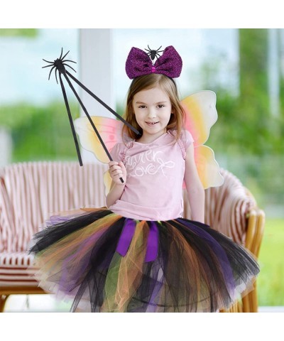 3Pcs Halloween Spider Costume Set Spider Skirt Set with Spider Headband and Magic Wand Halloween Purple Tutu Skirt for Girls ...