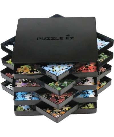 Puzzle Sorting Trays with Lid Stackable 9" x 9" Puzzle Sorter Black Jigsaw Puzzle Accessories Storage for Adults Organizer Ho...