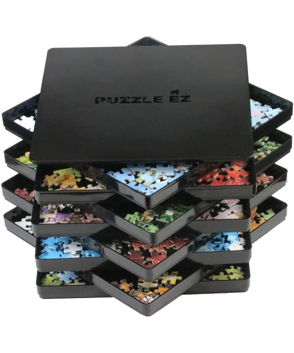 Puzzle Sorting Trays with Lid Stackable 9" x 9" Puzzle Sorter Black Jigsaw Puzzle Accessories Storage for Adults Organizer Ho...