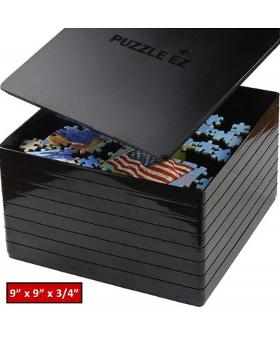 Puzzle Sorting Trays with Lid Stackable 9" x 9" Puzzle Sorter Black Jigsaw Puzzle Accessories Storage for Adults Organizer Ho...