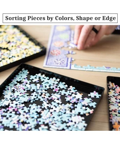 Puzzle Sorting Trays with Lid Stackable 9" x 9" Puzzle Sorter Black Jigsaw Puzzle Accessories Storage for Adults Organizer Ho...