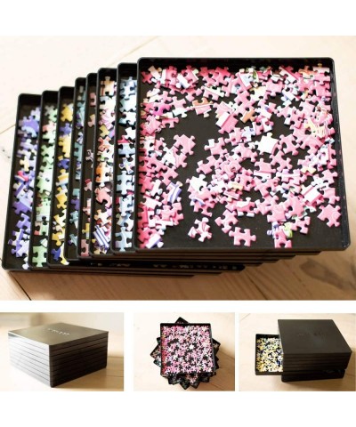 Puzzle Sorting Trays with Lid Stackable 9" x 9" Puzzle Sorter Black Jigsaw Puzzle Accessories Storage for Adults Organizer Ho...