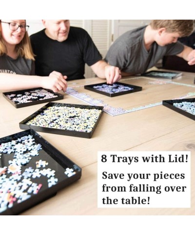 Puzzle Sorting Trays with Lid Stackable 9" x 9" Puzzle Sorter Black Jigsaw Puzzle Accessories Storage for Adults Organizer Ho...