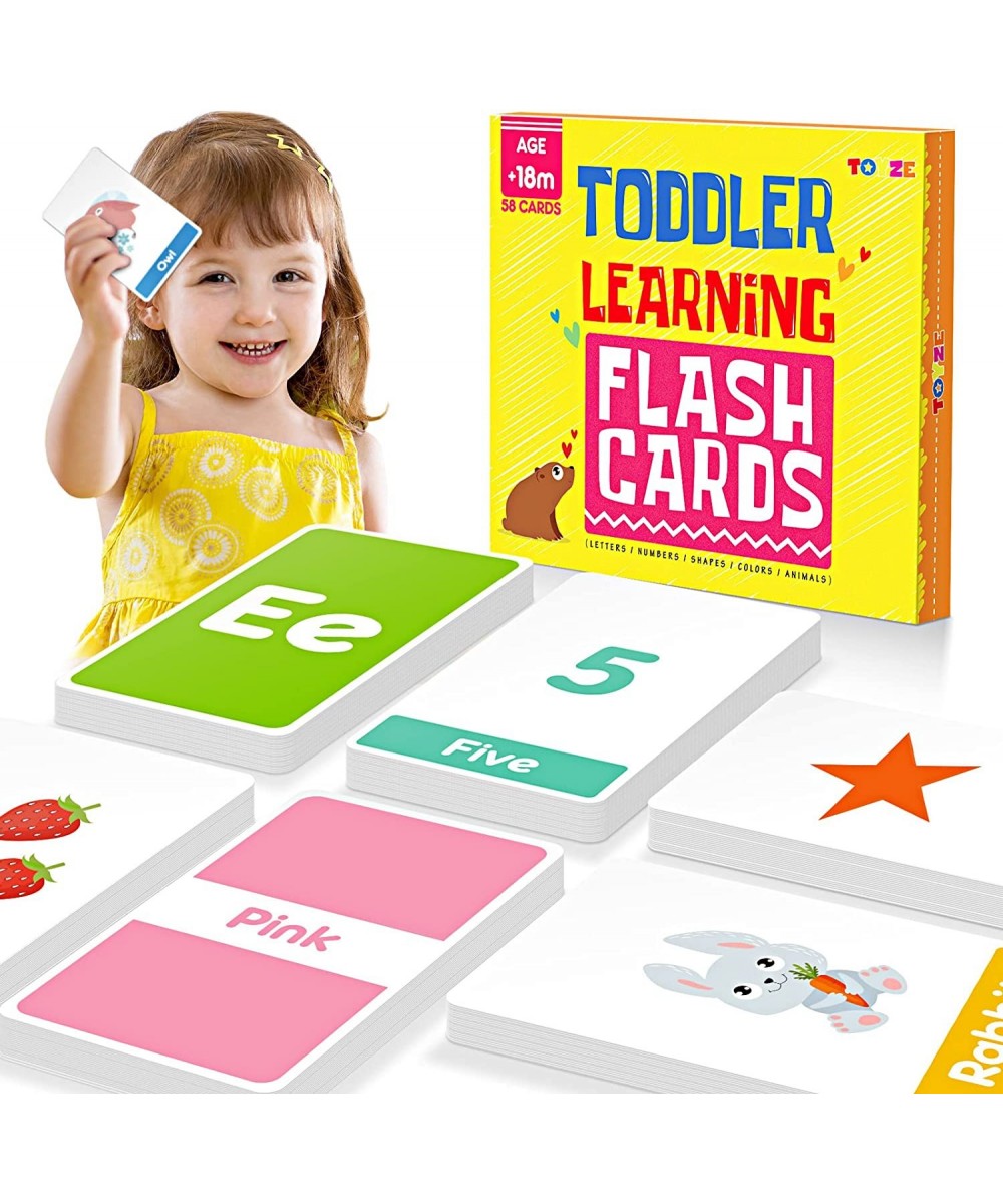 SAITCPRY Flash Cards for Toddlers 1 2 3 4 Years Alphabet Flash Cards with 58 Cards Colors Shapes Numbers Animals and Alphabet...