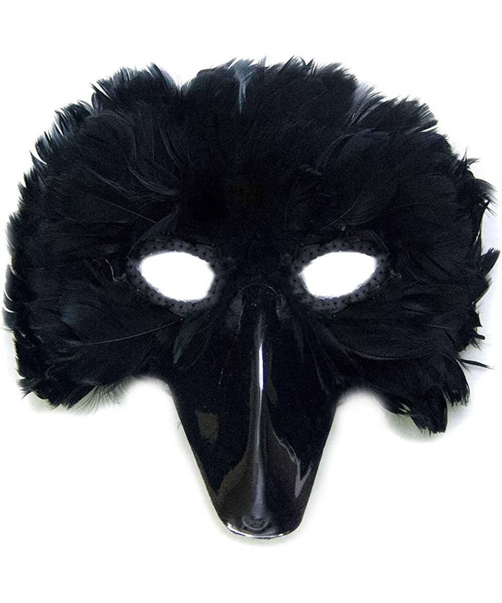 Black Feather Bird Mask with Black Beak Sequin Eyes Crow $29.81 Kids' Dress-Up Accessories