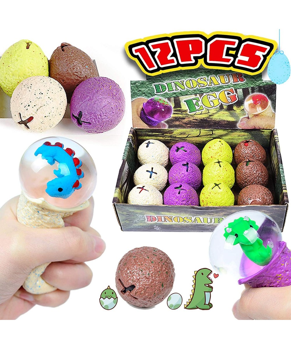 12 Pack Easter Dinosaur Egg Squishy Stress Ball Toys for Kids Hatching Dinosaur Egg Squeeze Ball for Easter Decoration Dino E...