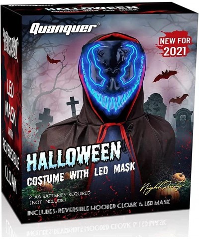 Costume Mask LED Light Up Mask with Reversible Hooded Cape Cloak for Festival Cosplay Masquerade Parties Carnival Gifts for C...