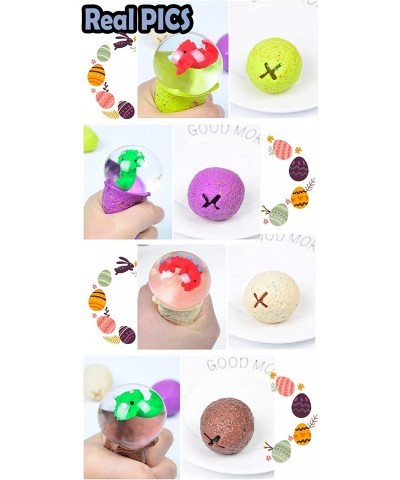 12 Pack Easter Dinosaur Egg Squishy Stress Ball Toys for Kids Hatching Dinosaur Egg Squeeze Ball for Easter Decoration Dino E...