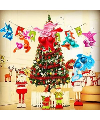 (School Students Gift and Party Favors) 15 Packs Bulk Mini Pop Keychain Backpack Fidget Santa Claus Christmas Tree Decoration...